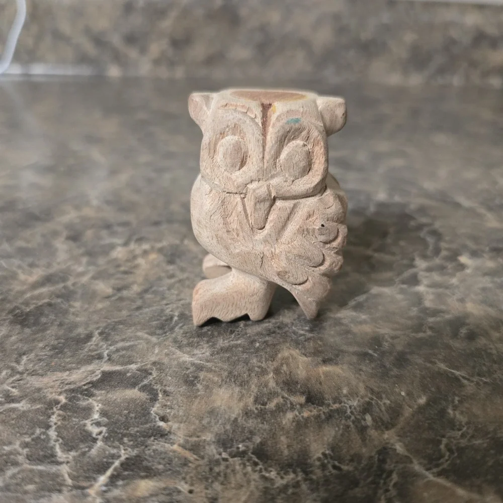 Hand carved wood owl whistle  about 3